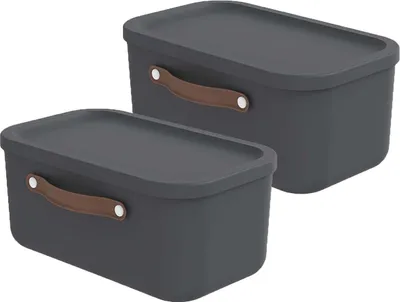 Produktbild von Rotho 2er-Set Aufbewahrungsbox 12 L Maloja - Kunststoffbox mit Deckel - Stapelbox 39,5 x 26,5 x 17,7 cm - Plastikbox Ordnungsbox Allzweckkiste