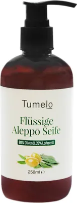 Produktbild von Original Aleppo Seife Flüssig 80% Olivenöl, 20% Lorbeeröl - Olivenölseife Naturseife im Spender 250ml, Vegane Bio Flüssigseife