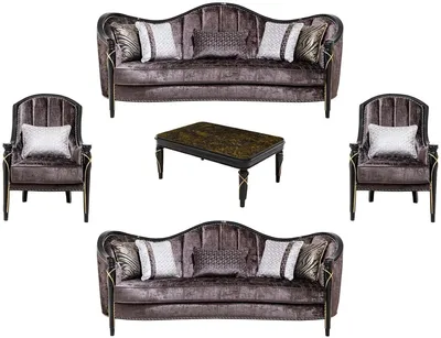 Produktbild von Casa Padrino Luxus Barock Wohnzimmer Möbel Set Lila / Schwarz / Gold