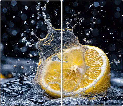 Produktbild von Spritzschutz Herdabdeckplatte Schneidebrett aus Glas Zitronenspritzer 2-Teilig (60x52cm)