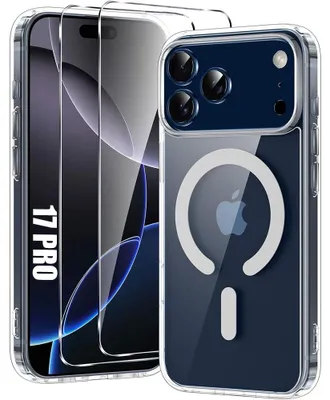 Image de Coque + 2 Verres Trempés pour iPhone 17 Pro, Protection avec Cercle Magnétique Antichoc - Transparent
