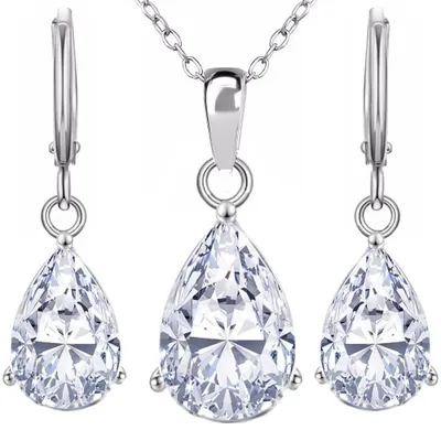 Image de Ensemble de bijoux de mariage comprenant un collier et des boucles d'oreilles pour femmes
