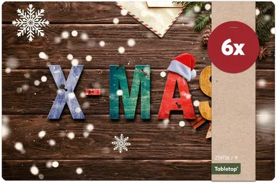 Immagine prodotto di Tovagliette Natale XMAS legno 6 pezzi decorazione tavola tovagliette