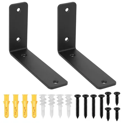 Immagine prodotto di Supporti per scaffalature resistenti, colore nero, dimensioni 150x100 mm, confezione da 2 pezzi