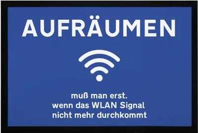 Produktbild von Fußmatte lustig Aufräumen muss man erst wenn das WLan Signal nicht mehr durchkommt rutschfest & waschbar Moonworks® schwarz 60x40cm
