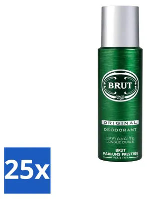 Imagen del producto de 25 aerosoles desodorantes Brut Original, 200 ml cada uno. Paquete económico de 25 unidades