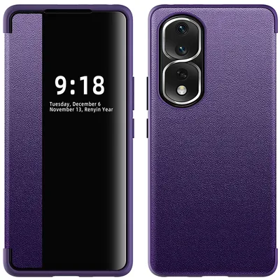 Obrázek produktu pro Pouzdro pro Honor 80 Pro Flat tenkéPolyuretankožené klopové pouzdro s okénkem pro zobrazení Fialová