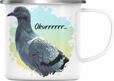 Produktbild von Trendation - Taubenzüchter Okurrrr Geschenk Zaubenzucht Zubehör Tauben Emaille Tasse Lustiger Spruch Taubenflüsterer Taubenliebhaber Becher (Silber)