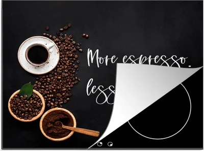 Produktbild von KitchenYeah© Herdabdeckplatte Kaffee - Mehr Espresso weniger Depresso - Zitate - Sprichwörter , 65x52cm, Küche Deko, Glaskeramikkochfeld Herdabdeckung, Abdeckplatte fùr Kochfeld