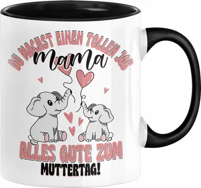Produktbild von Muttertag Tasse Geschenk Du Machst Einen Tollen Job Alles Gute Zum Muttertag Geschenkidee von Tochter an Mutter Mama Kaffee-Becher (Schwarz)