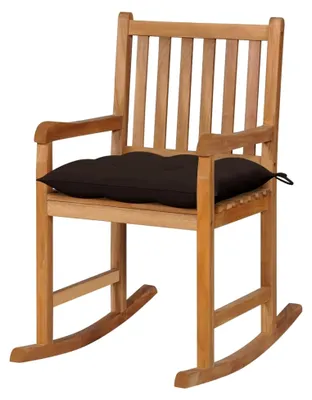 Produktbild von Schaukelstuhl mit Kissen in Taupe aus Teakholz, Stühle für den Außenbereich, Esszimmerstühle für den Garten, Gartenmöbel, Terrassenmöbel