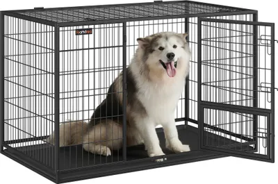 Produktbild von FEANDREA Hundekäfig, Hundebox mit 2 Türen, 139 x 79 x 87 cm