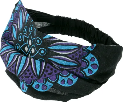 Produktbild von Haarband, Kopfband, Bandana mit Farbenfrohem Mandala, Kopfbedeckung - Schwarz, Uni, Baumwolle, Stirnbänder