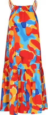 Produktbild von Damen A-Linien-Kleid Rot XS ärmellos Rundhalsausschnitt Frühjahr/Sommer