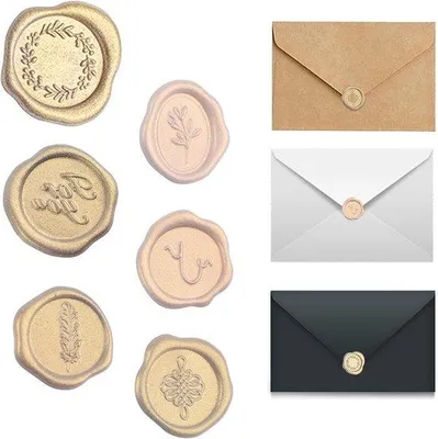 Produktbild von Gelbe Vintage-Emballage-Stempel-Stickers - 54er Pack - Selbstklebend - Für Weihnachten, Hochzeit, Einladungen