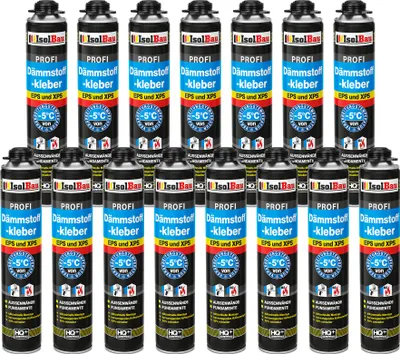 Produktbild von Isolbau B2 Dämmstoffkleber - 15 x 750 ml Perimeterkleber für EPS- & XPS-Platten - 1K PolyurethanKlebeschaum für Fixieren & Befestigen