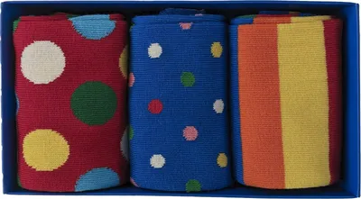 Produktbild von HAPPY SOCKS - 3er Pack Classic Multicolor Socken Geschenkbox Geschenkpackung Box - Faded Diamond, Stripe und Dot-Uni - Grösse 36-40