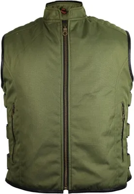 Produktbild von Herren Bikerweste Motorrad Kutte Clubweste Textil Weste Khaki Grün Racing (XXXL)