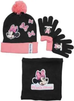 Produktbild von Disney Minnie Maus Set Kinder Wintermütze Snood plus Handschuhe