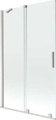 Produktbild von Mexen Velar Badewannenfaltwand 2-flügelig verschiebbar 110 x 150 cm, transparent, gebürstetes Nickel - 896-110-000-01-97