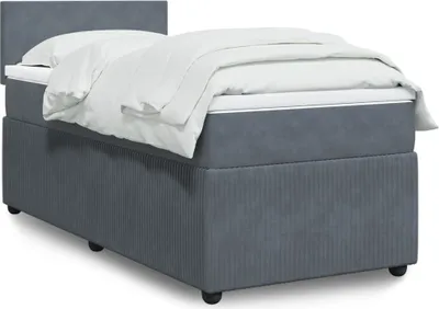 Produktbild von Design Boxspringbett mit Matratze Dunkelgrau 90x190 cm Samt, Klassische Betten 2024 Neu