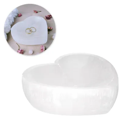 Produktbild von Selenit Schale Herz 10 cm Naturstein Schmuckschale Edelsteinschale Deko