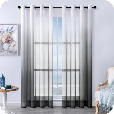 Produktbild von Voile Vorhänge mit Farbverlauf - Set aus 2 schwarzen Tüllvorhängen 240 x 140 cm