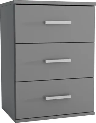 Produktbild von Nachttisch - Nachtkästchen - Nachtschrank - mit 3 Schubladen - 48x35x65,5 cm B/T/H - Grau - Beistelltisch für Schlafzimmer - Bettkommode