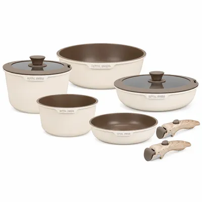 Image de Batterie de cuisine à induction 9 pièces  Casseroles en acier inoxydable avec couvercles en verre  Convient à tous les types de cuisinières  Lavable au lave-vaisselle – Royal Swiss