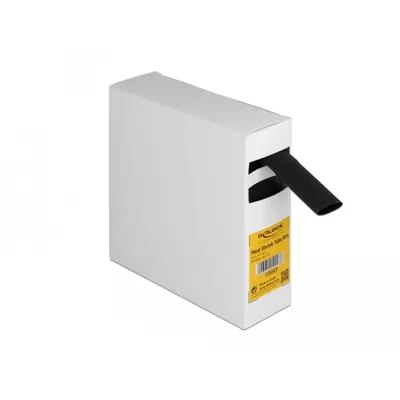 Produktbild von DeLOCK Schrumpfschlauch Box, mit Innenkleber, Schrumpfungsrate 3:1, 5 m x 19,1 mm schwarz, Schrumpfschlauch, Schwarz, Polyolefin, 5 m, 1,91 cm, 1 Stück(e)