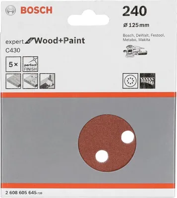 Produktbild von Bosch Professional 5 Stück Schleifblatt P240 für Exzenterschleifer Holz + Farbe