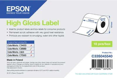 Immagine prodotto di High Gloss Label - Die-cut Roll: 102mm x 76mm, 415 labels