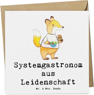 Produktbild von Mr. & Mrs. Panda Klappkarte Systemgastronom Leidenschaft - Weiß - Geschenk, Glückwunschkarte, doppelkarte, faltkarte, Grußkarte, anlasskarte