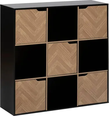 Zdjęcie produktu dla Półka "mix n door" 9 przegródek efekt drewna i czerni 100,5x32cm - 5 five simply smart