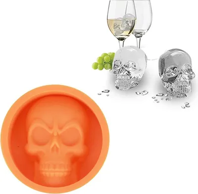 Produktbild von Eiswürfelform aus Silikon Eiswürfelbehälter Design Eiswürfelschale Eiskugelform BPA Frei Orange Silikon Orange