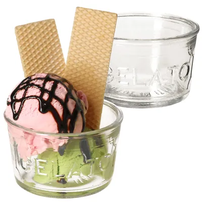 Produktbild von 2x Gelato Glas-Eisbecher 150ml Dessert-Schale Eisgläser zylindrisch Obst Mousse