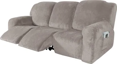 Obrázek produktu pro 8 kusů sametové strečové lehátko Pohovka Slipcovers Cover Nábytek Protector pro 3 místný gauč, světle šedá
