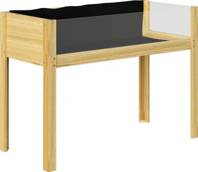 Image de Jardinière surélevée avec fenêtre de visualisation, bac à fleurs en bois 110 x 50 x 80 cm, bac à plantes pour jardin ou balcon, potager d'herbes aromatiques, résistant aux intempéries et au gel, aspect naturel, 118 L
