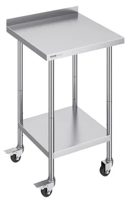 Image de Table de travail - Banc de travail - Plan de travail - Table de travail sur roulettes - Acier inoxydable - 61x61x102 cm