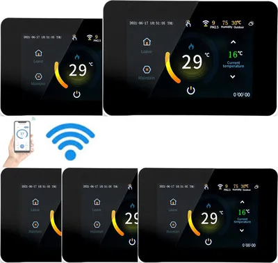 Produktbild von 5X WiFi Digital LCD Raumthermostat Thermostat für 16A Elektroheizung Fußbodenheizung Programmierbares 5+2/6+1/7 Tage Zeitplan APP Fernbedienung Sprachsteuerung Wandthermostat Kompatibel mit Alexa Google Assistan