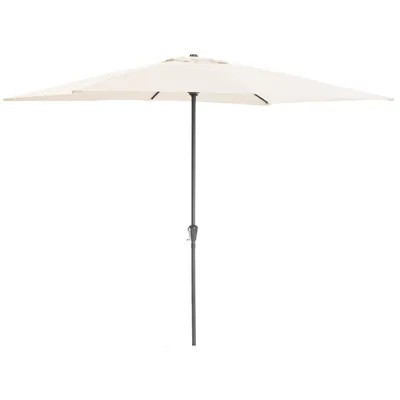 Produktbild von Sonnenschirm rechteckig 200 x 300 cm, Schirm mit Kurbel für Balkon oder Terrasse, Marktschirm, Gartenschirm, mit Windauslass, gebrochenes Weiß