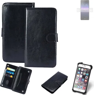 Produktbild von K-S-Trade 360° Hülle kompatibel mit Sony Xperia 10 II schwarz Kunstleder Case BookCase WalletCase Kunstlederederhülle Handyhülle, Rundumschutz