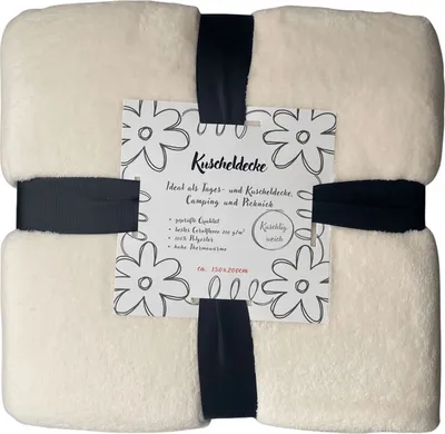 Produktbild von Julido Kuschlig weiche Kuscheldecke 150x200cm Wohndecke Tagesdecke Creme