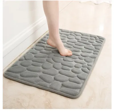Produktbild von Badematte 50x80cm, Memoryschaum, Rutschfest, Waschbar, Wasserabsorbierend für Bad, Wohnzimmer, Eingang,  Hellgrau