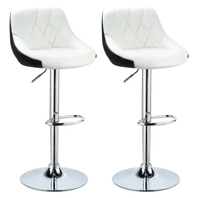 Immagine prodotto di Set di sgabelli da bar - 2 sgabelli da cucina - Seduta in vera pelle - Girevoli a 360° - Regolabili in altezza - Struttura in metallo - Design moderno - Colore: Bianco