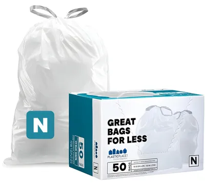 Productafbeelding van Plasticplace Simplehuman afvalzak met trekkoord, code N, 45-50 liter, 57,8 x 8