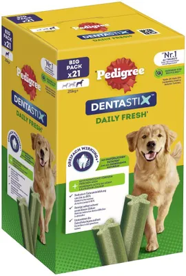 Produktbild von Pedigree DentaStix Fresh Hundeleckerli für große Hunde, Kausnack gegen Zahnstein