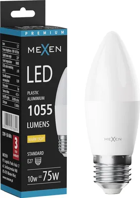 Produktbild von Mexen Nova LED-Glühbirne E27, C37, 10W, Warm - 3000K, 1055 lm - L102-E27-1030-01
