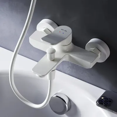 Produktbild von AM.PM Badewannenarmatur Wannenarmatur Weiß Einhebelmischer Wandmontage Bad Messing Badewannen Armaturen
