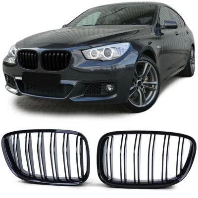 Sport Kühlergrill Doppelsteg SCHWARZ GLANZ passend für BMW 5er GT F07 ab 2009 – Produktansicht